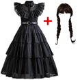 thumbnail image 4 of Disfraces de película Wednesday para niñas, disfraz de princesa de cumpleaños, disfraces de fantasía negra para Halloween, Carnaval, vestidos de Cosplay para niños, 4 of 4