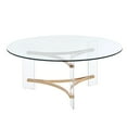 thumbnail image 2 of Hale 41 Inch Round Coffee Table Glass Top Acrylic Legs Clear Gold, 2 of 6