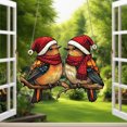 thumbnail image 2 of Acrylic Window Hanging, Festive Birds with Santa Hats in 2D Stained Glass Style, Perfect for Home Decoration, Gift for Parents, 2 of 4
