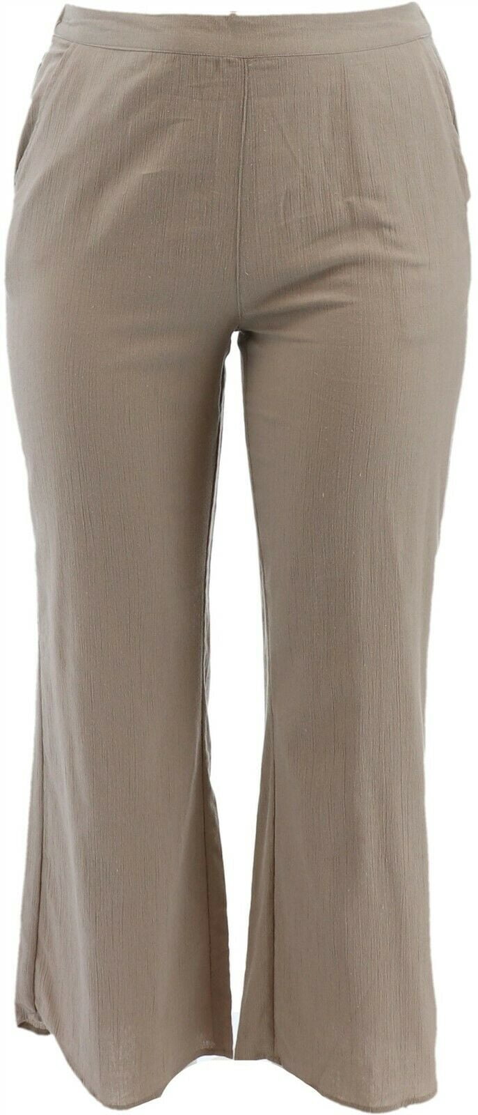Denim\u0026 Co Crinkle Gauze Wide-Leg Pants 