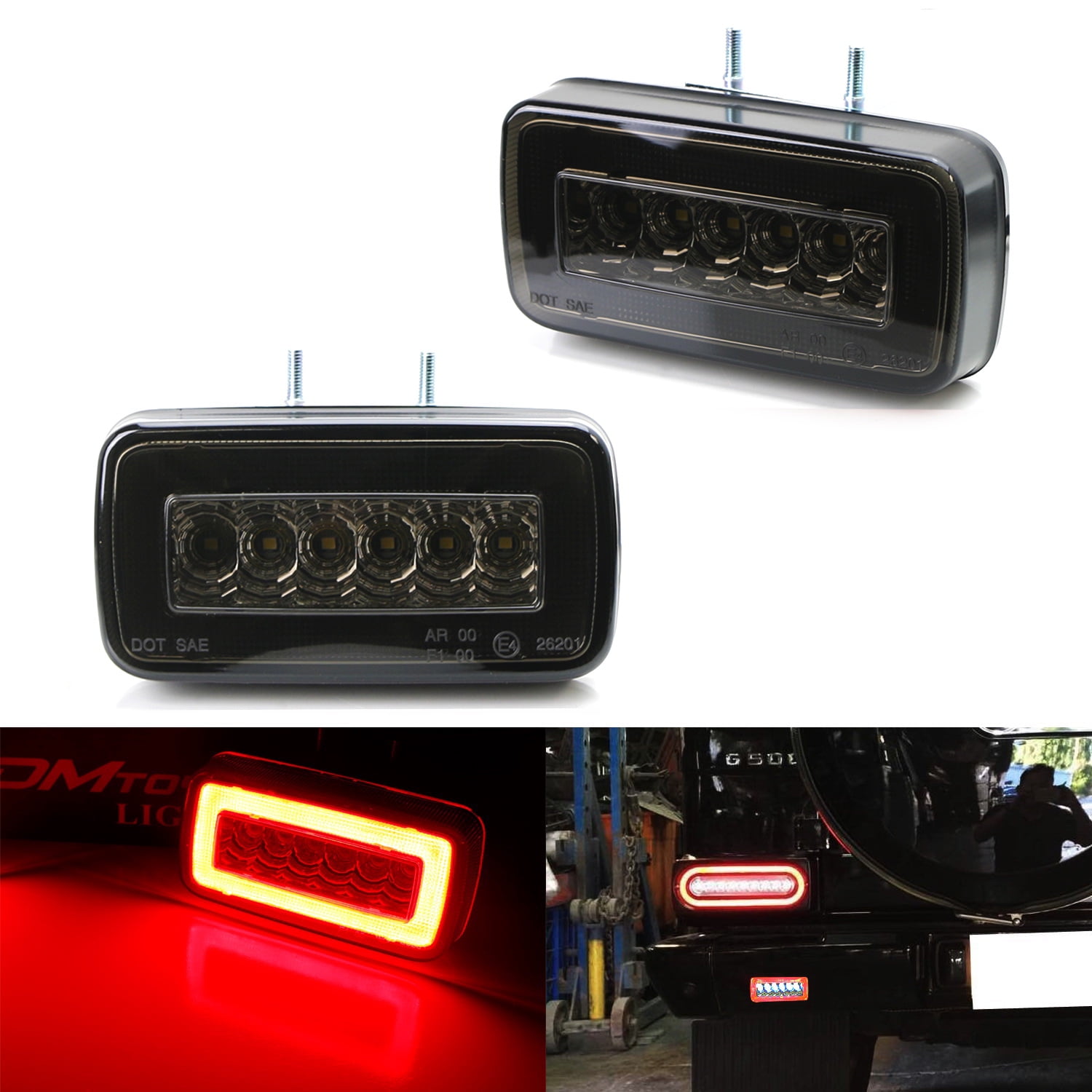 Replace OEM Red//Clear Covers iJDMTOY Gloss Black Rear Tail Light Cover Lenses Compatible With 1999-2018 Mercedes W463 G-Class G500 G550 G55 G63 AMG