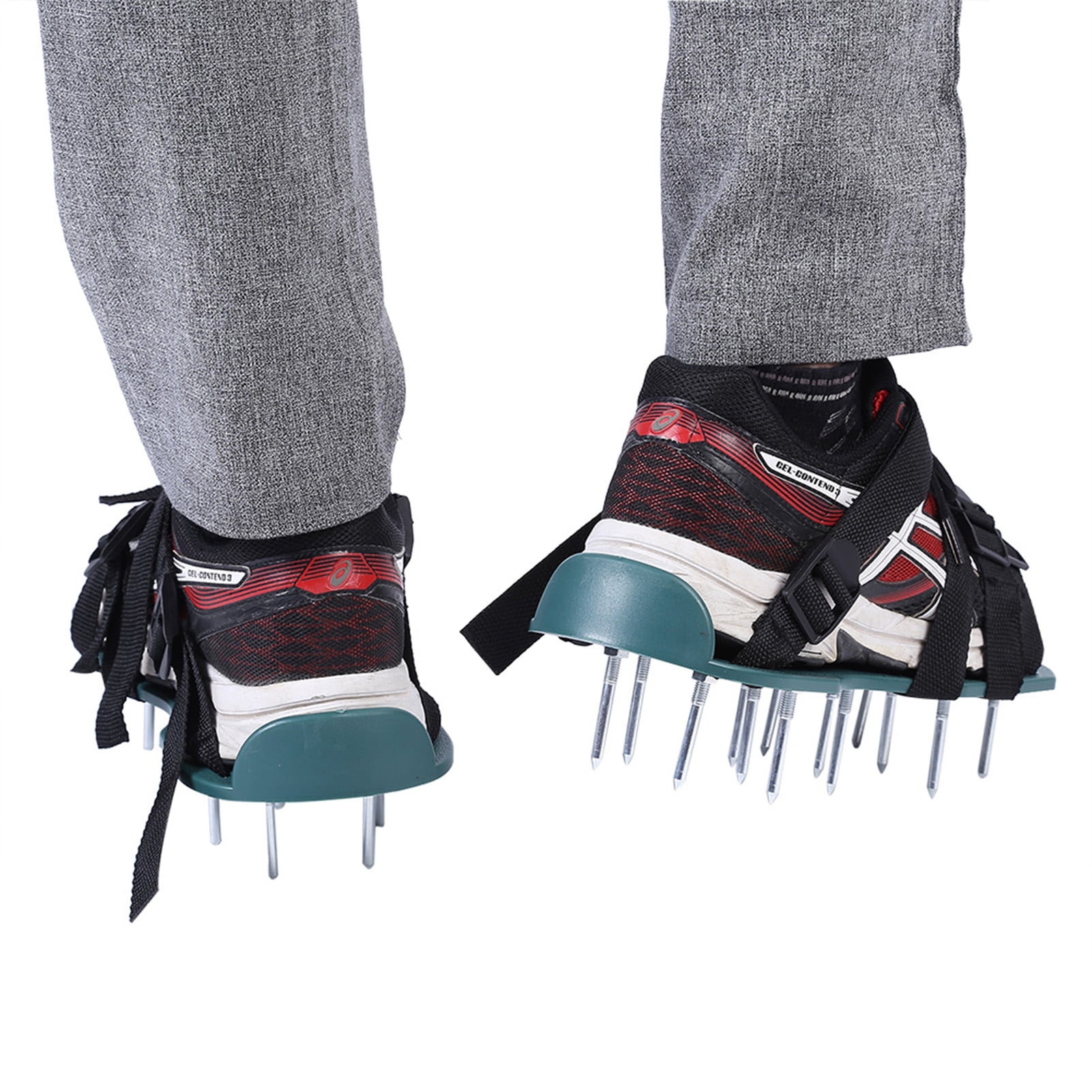 M Buder 1 Pair of Lawn Aerator Sandals Heavy Duty Grass Spiked Shoes with Buckle Garden Tool 4 Straps for Soil Aeration (11.81 inches / 30 cm)