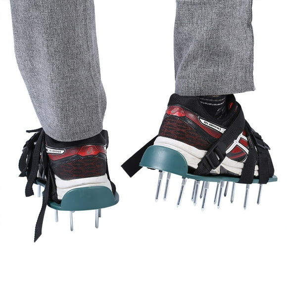 1 Pair Lawn Aerator Sandals,Heavy Duty Lawn Spiked Aerating Sandals with Adjustable Straps Garden Grass Spiked Aerator Shoes with Buckle Garden Tool 4 Straps