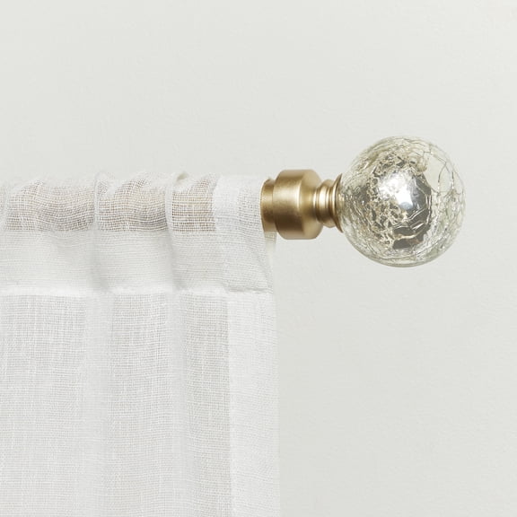 Exclusive Home Silver Aged Sphere 1" Curtain Rod and Coordinating Finial Set, Gold, Adjustable 36"-72"