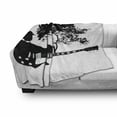 thumbnail image 3 of Guitar Soft Flannel Fleece Blanket, Composition of a Bird on a Musical Instrument with a Tree on the Back, Cozy Plush for Indoor and Outdoor Use, 70" x 90", Charcoal Grey and White, by Ambesonne, 3 of 6
