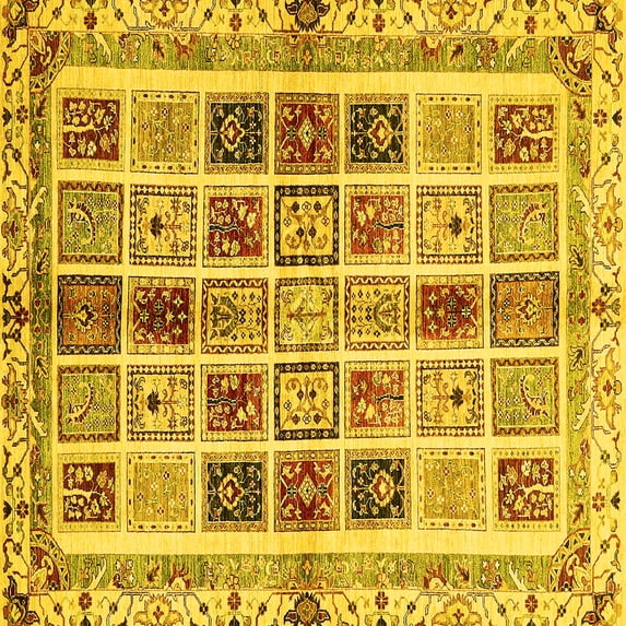 Ahgly Company Indoor Square Abstract Yellow Modern Area Rugs, 8' Square