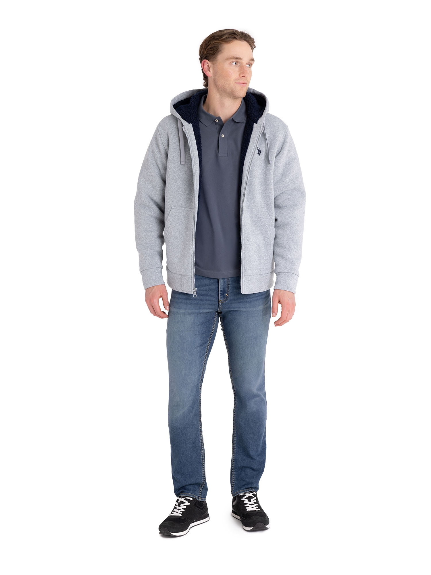 U.S. Polo Assn. Men's Heather Grey Full Zip Jacket, M
