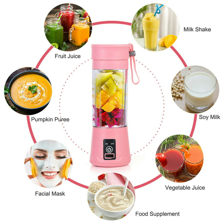 Usb Rechargeable Portable Blender 500Ml Fresh Fruit Juice Mixer 6 Blades  Electric Shake Cup Cute Blender Smoothie Ice Crush Cup - AliExpress