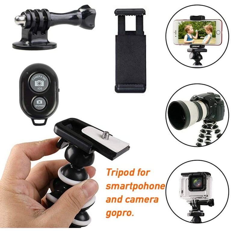 Phone Tripod,Upgraded iPhone Tripod with Wireless Remote Shutter Compatible  with iPhone/Android Samsung, Mini Tripod Stand Holder for Camera  GoPro/Mobile Cell Phone-2PACK 