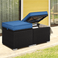 thumbnail image 2 of Alden Design 2pcs Resin Wicker Ottomans with Cushion & Hidden Storage for Garden, Brown/Dark Blue, 2 of 8