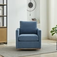 thumbnail image 2 of Square Upholstered Swivel Accent Chair, Comfy Accent Single Sofa Chair, 360 Degree Club Chair, Lounge Armchair for Living Room Bedroom Apartment Nursery, Blue, 2 of 9