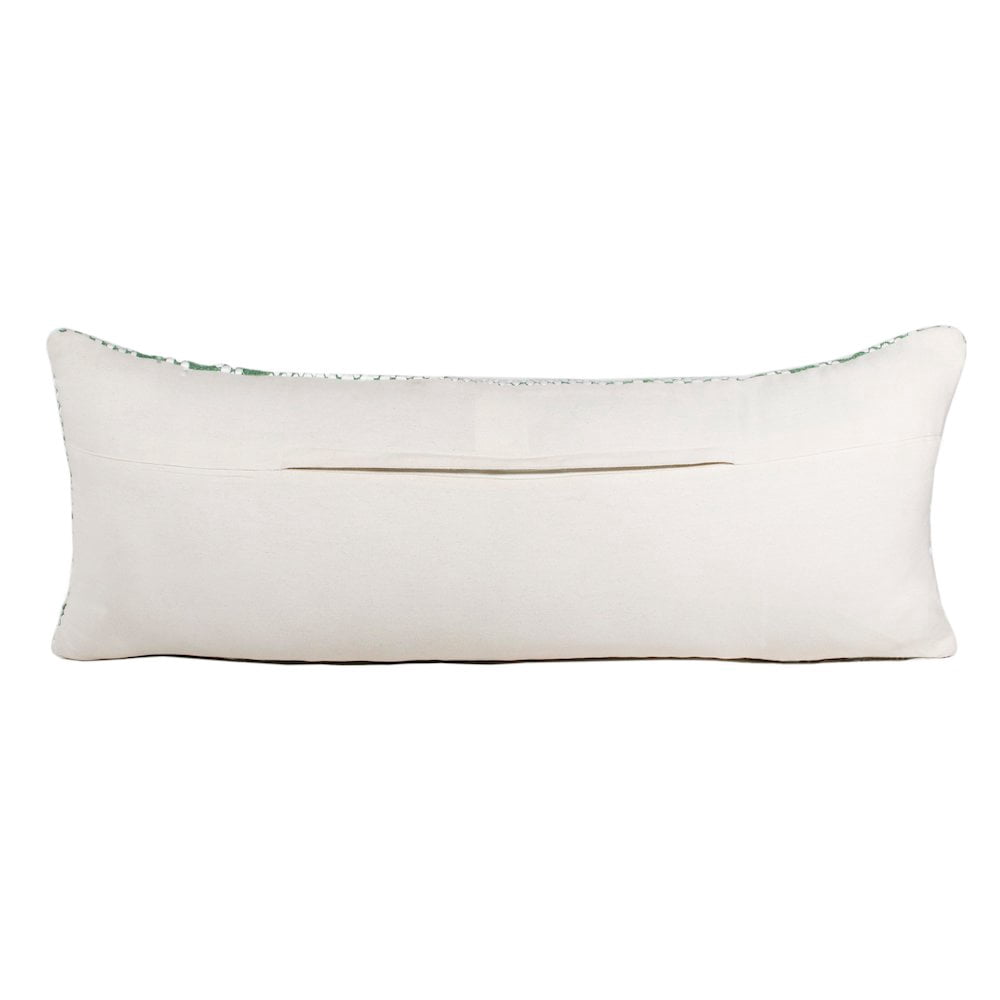 LR Home Ox Bay Hand-Woven Green/White Stripe Cotton Blend Pillow Cover