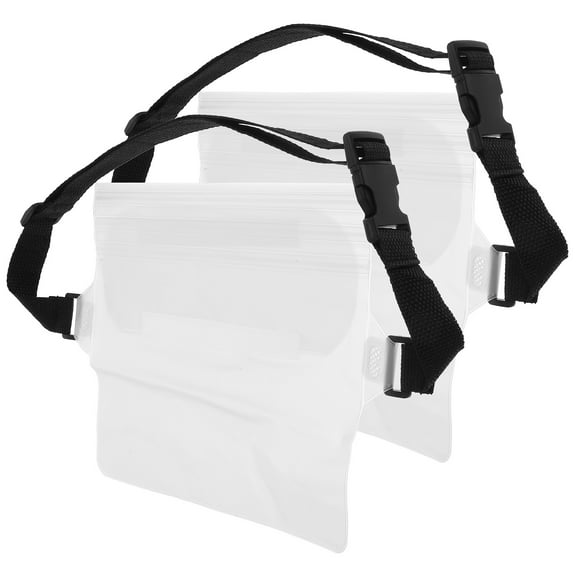 WORGEOUS Waterproof Pouch Waterproof Bag Fanny Pack 2pcs Adjustable Waist Strap Belt For Outdoor Water Sports Beach Accessories Transparent