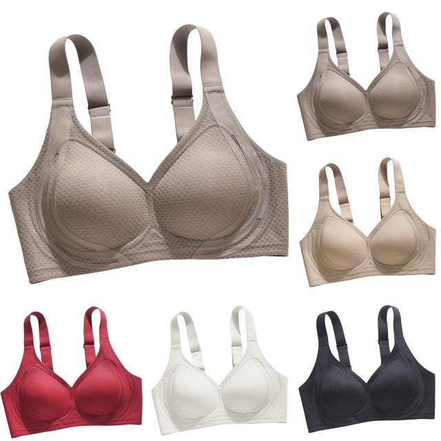 SYVGVA Womens Bras Solid Color Invisible Backless Seamless Beautiful Back Underwear Everyday Bra,Red,M