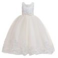 thumbnail image 2 of DPTALR Robe Longue de Fête d'Anniversaire pour Filles en Bas Âge Filet Broderie Strass Nœud, 2 of 9