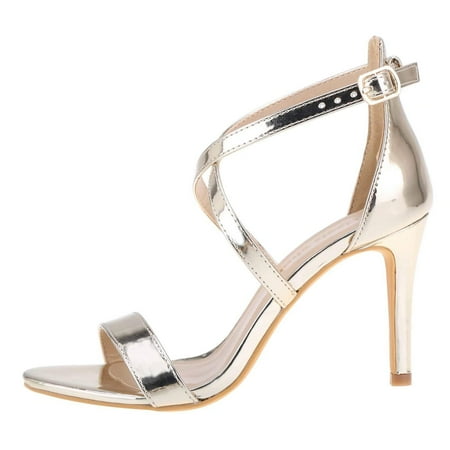 

2024 Latest High Quality Unique Women Heeled Sandals Cross Ankle Strap Sandals Open Toe Strappy High Heels Party Wedding Shoes