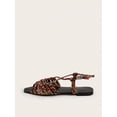 thumbnail image 3 of Vacation Gold Sandals For Women, Metallic Braided Detail Slingback Sandals, 3 of 4