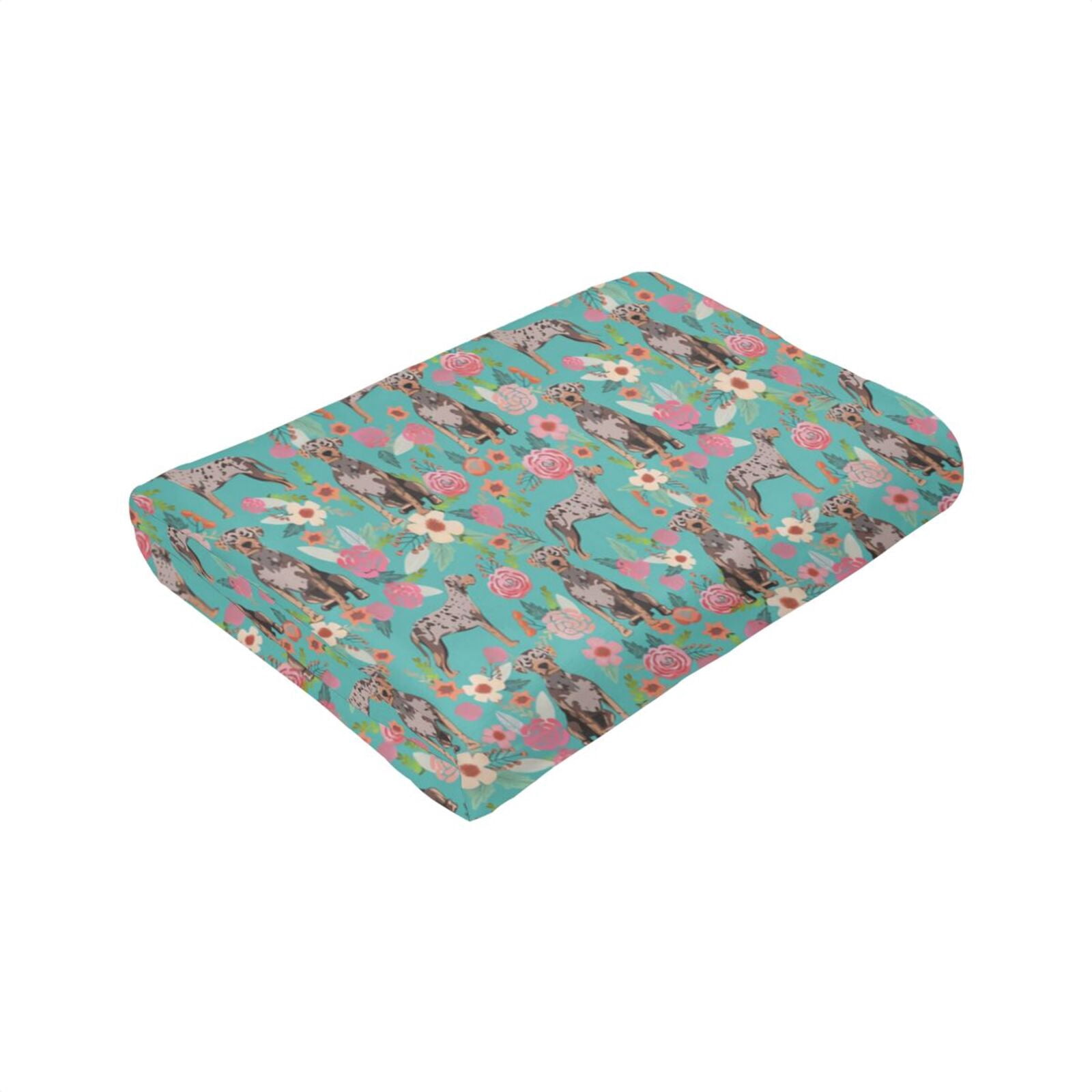 Wijzvio Catahoula Leopard Dogs Lovers Flower Floral Throw Blanket Soft Fuzzy Fleece Blanket For Couch Bed Living Room Decoration 50"X40"