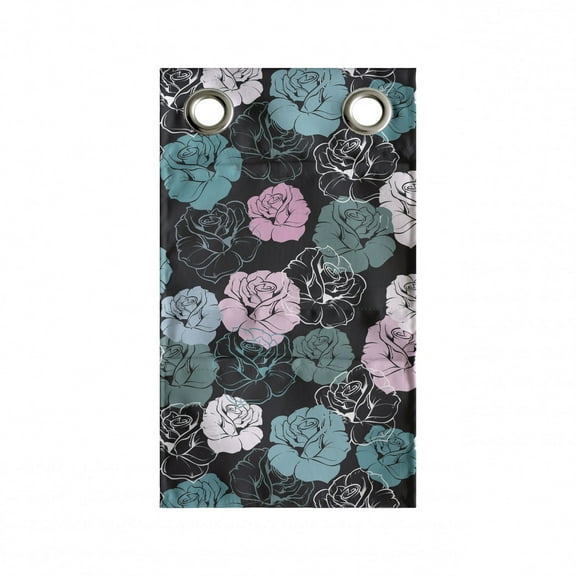 Roses Hanging Pocket Organizer, Digitally Generated Romantic Floral Silhouettes, Printed Polyester Storage Bag with Pockets, 9" x 27", Pale Pink Cadet Blue