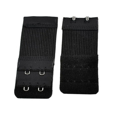 

Unique Bargains Women Black 2 Rows Hook and Eye Tape Stretch Bra Strap Extenders 3 Pcs