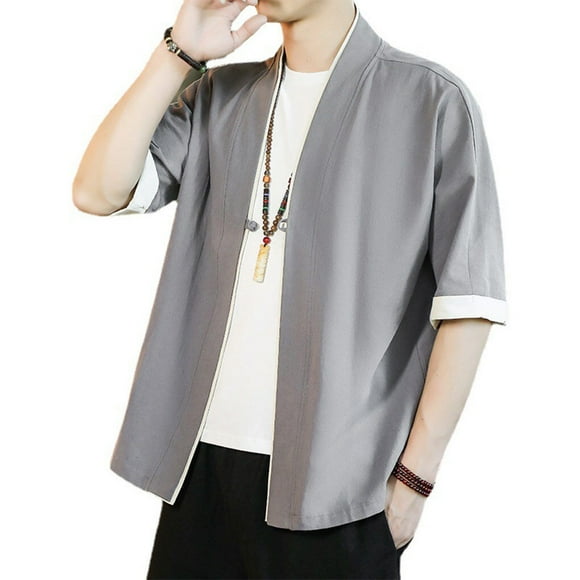 relayinert Kimono Cardigan Manteau Vague Homme Vêtements Hauts Haori Traditionnel Exquis Tenue d'Été Douceur Costume Japonais 3TG