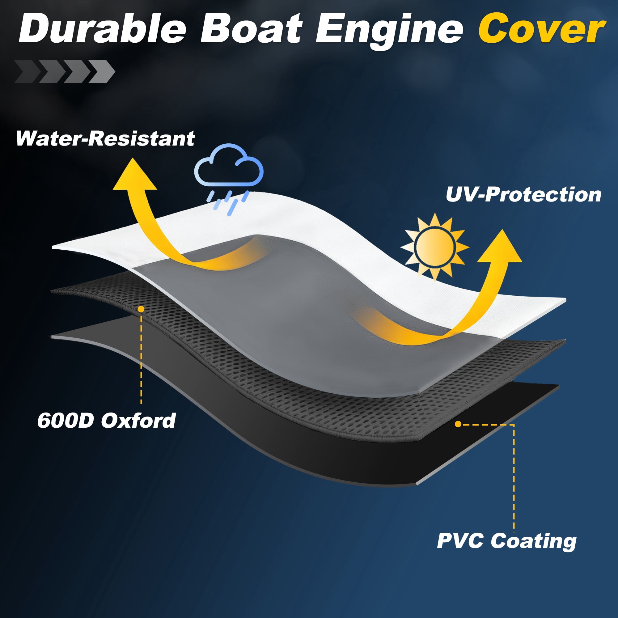 Unique Bargains 600D Oxford Heavy Duty Waterproof Boat Semi Cover 100-150 HP