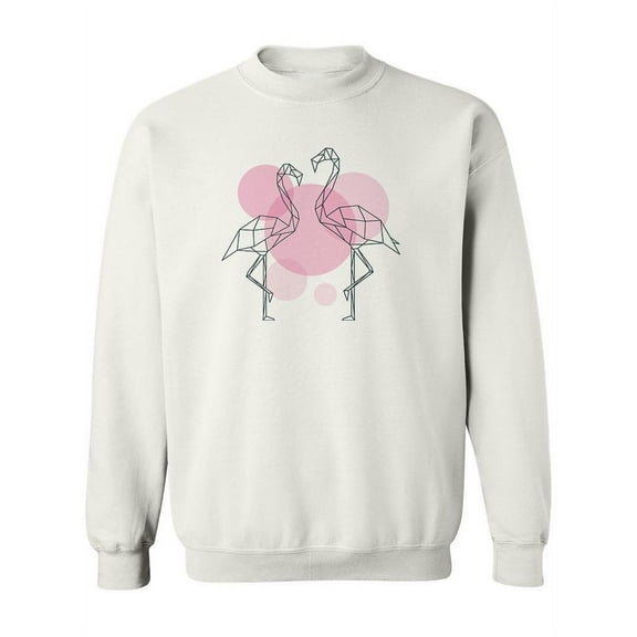 Polygonal Flamingos In Love Sweatshirt Women -Image by Shutterstock, Female Large
