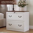 thumbnail image 6 of HMstone Farmhouse File Cabinet with Lock, 2 Drawer Lateral File Cabinet for Printer Stand, Large Wood Filing Storage Cabinet for Home Office, Fits A4/Letter Size Files, White, 6 of 9