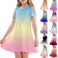 thumbnail image 1 of Teen Girls Dresses Gradient Cold Shoulder Dress Soft Breathable Fabric Perfect for Casual Summer Outings Sizes 4-12 ,Sie:160, 1 of 7