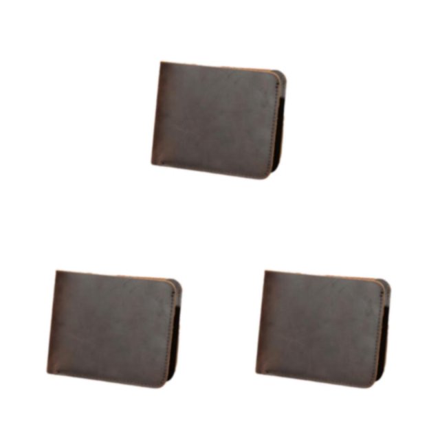 pitrice 1/2/3 Men Wallet Money Clips Bag Coin Pocket Purse Cowhide Card Holder Short Fashionable for Office Driver License Case Dark Coffee Horizontal 3PCS
