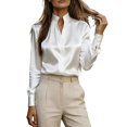 thumbnail image 2 of Womens Buttton Down Shirts Long Sleeve V Neck Business Tunic Blouses Work Dress Shirt Elegant Trendy Tops, XL, 2 of 6