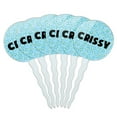 thumbnail image 1 of Crissy Cupcake Picks Toppers - Set of 6 - Blue Speckles, 1 of 1