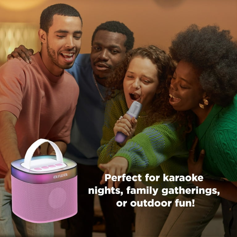 Aiwa Light up Wireless Karaoke Speaker, Pop Pink, AI6029-PPNK