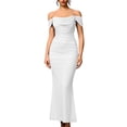 thumbnail image 1 of Vestido Maxi con Hombros Descubiertos, Corsé Fruncido, Ajustado, Vestidos Formales para Invitadas de Boda para Mujeres S, 1 of 8