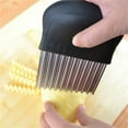thumbnail image 4 of Kaireo Wavy Knife Potato Cutting,Potato Carrot Vegetable Crinkle Wavy Chopper Cutter French Fry Slicer Easy Quick Kitchen Tool Stainless Black,Kitchen Food Slicer Guide for Neat Slicing, 4 of 8