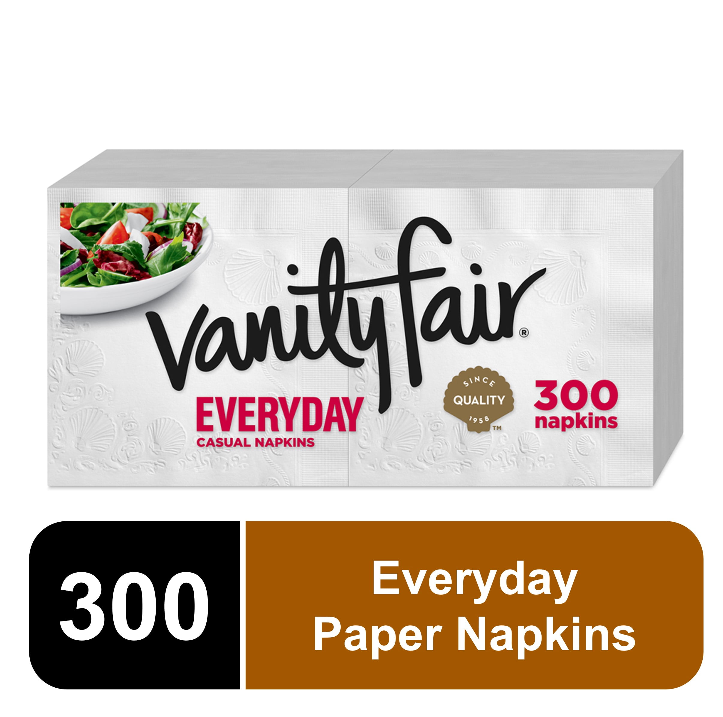 300 Total Napkins, Great For Holidays and Parties 75 count Pack of 4 Vanity Fair Everyday Casual Paper Napkins A Printed Dispenser For Decoration