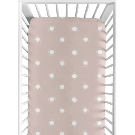 UPC: 0846480089889 | Boho Sun Mauve and White Fitted Crib Sheet by Sweet Jojo Designs