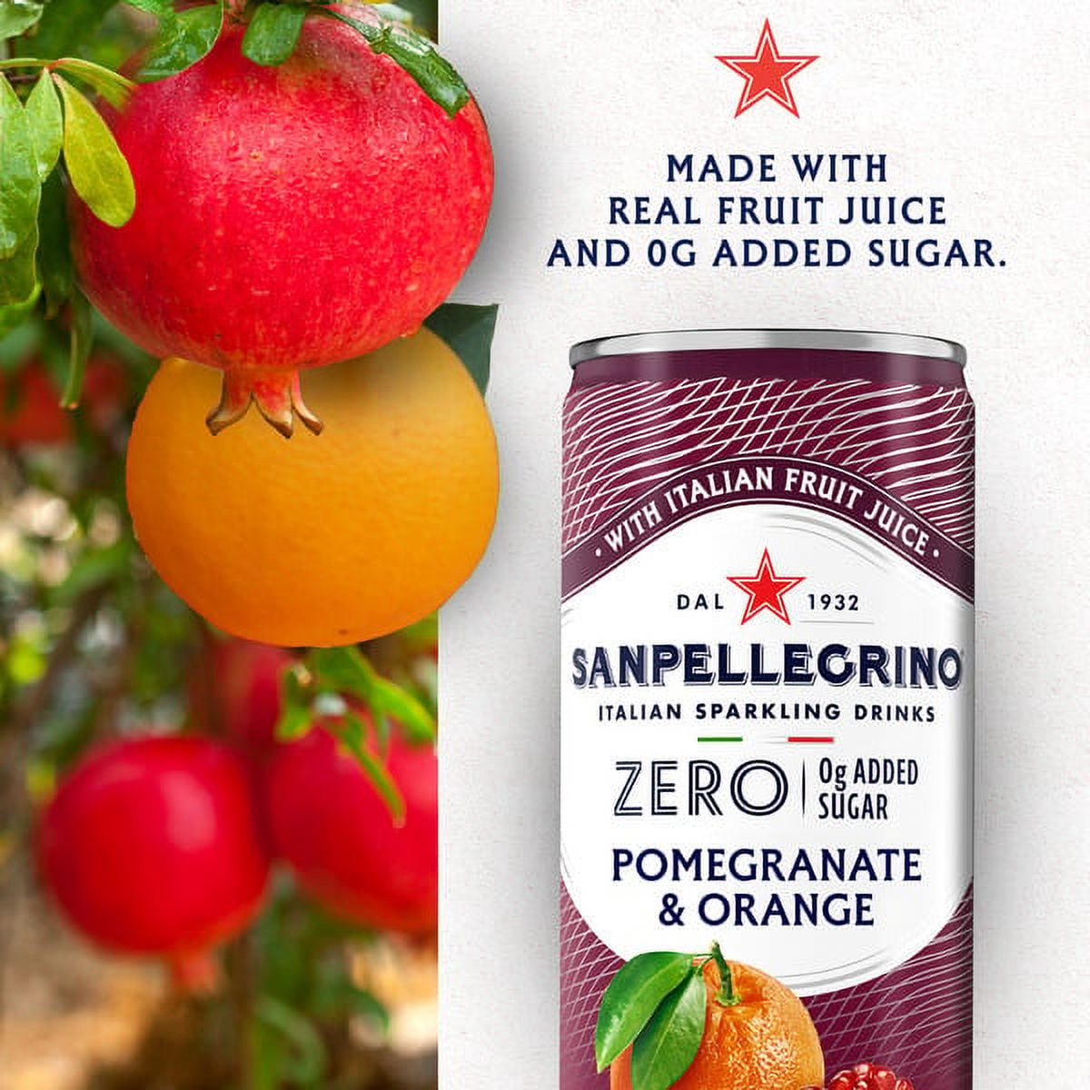 Sanpellegrino Zero Sugar Pomegranate & Orange Italian Sparkling Drink, 12 Cans