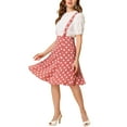 thumbnail image 4 of Allegra K Women's Polka Dots Overall Flared Adjustable Straps Suspender Skirts, 4 of 6