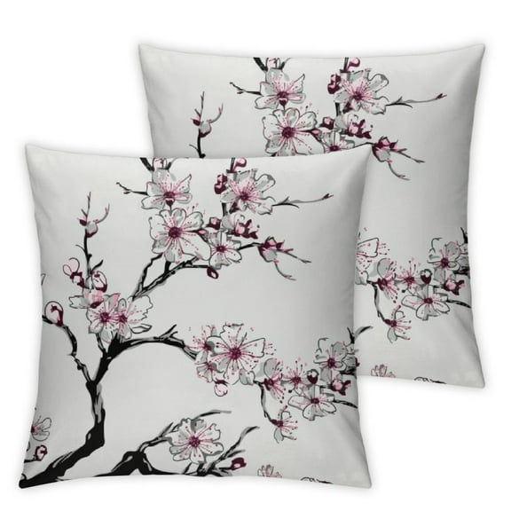 Acheng Cherry Blossom Pillow Cover Japanese Cherry Decorative Pillowcases Set of 2 Cherry Blossom Pillowcase Pink Flower Pillow Cases with Hidden Zipper Home Cushion Decorative 12x12in