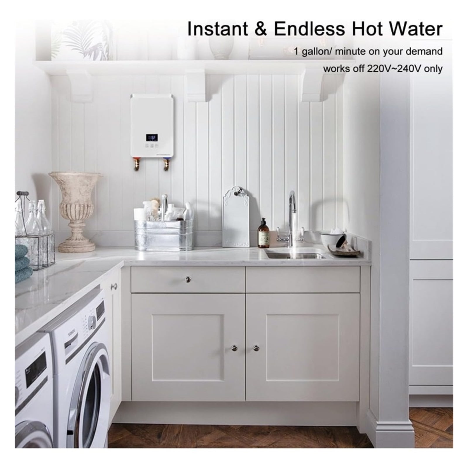 Tankless Water Heater,Point-of-Use Digital Display,Electric Instant Hot Water Heater With Self-modulating,Overheating Protection ,Safety Protections