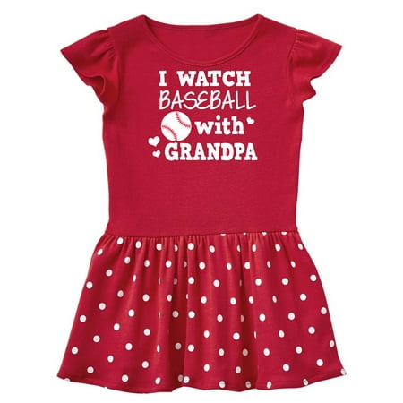 

Inktastic I Watch Baseball with My Grandpa Gift Baby Girl Dress