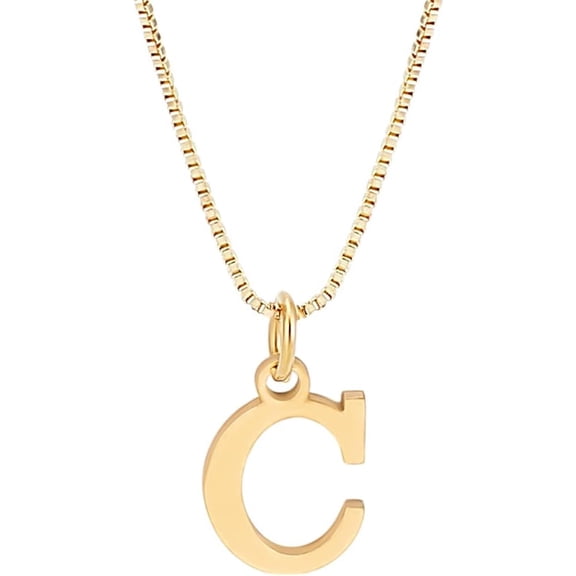 Golden Initial Necklace for Women Dainty 304 Stainless Steel Letter A-Z Pendant Necklace 18"with 2" Box Chain Necklace Personalized Monogram Name Necklace for Women Trendy Golden DIY