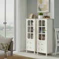 thumbnail image 5 of Jopath Minimalism Buffet Cabinet With Glass Doors And Double Drawer Modern Wooden Storage Sideboard Cupboard,Uv Scratch-Resistant Mdf For Living Room And Dining Room White, 5 of 10