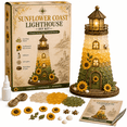 thumbnail image 2 of Beginner-Friendly DIY Lighted Sea Glass-Style Lighthouse Kit Collection, Coastal Mosaic Craft with Decorative Accessories and LED Glow, 10 Themes for Tabletop Home Decor, 2 of 9