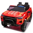 thumbnail image 3 of 24 Volt Ride on Toys w/ Remote, 2 Seater Kids Electric Cars for Girl Boy, 4 Wheeler Fire Truck Vehicle, Music, Red, 3 of 8