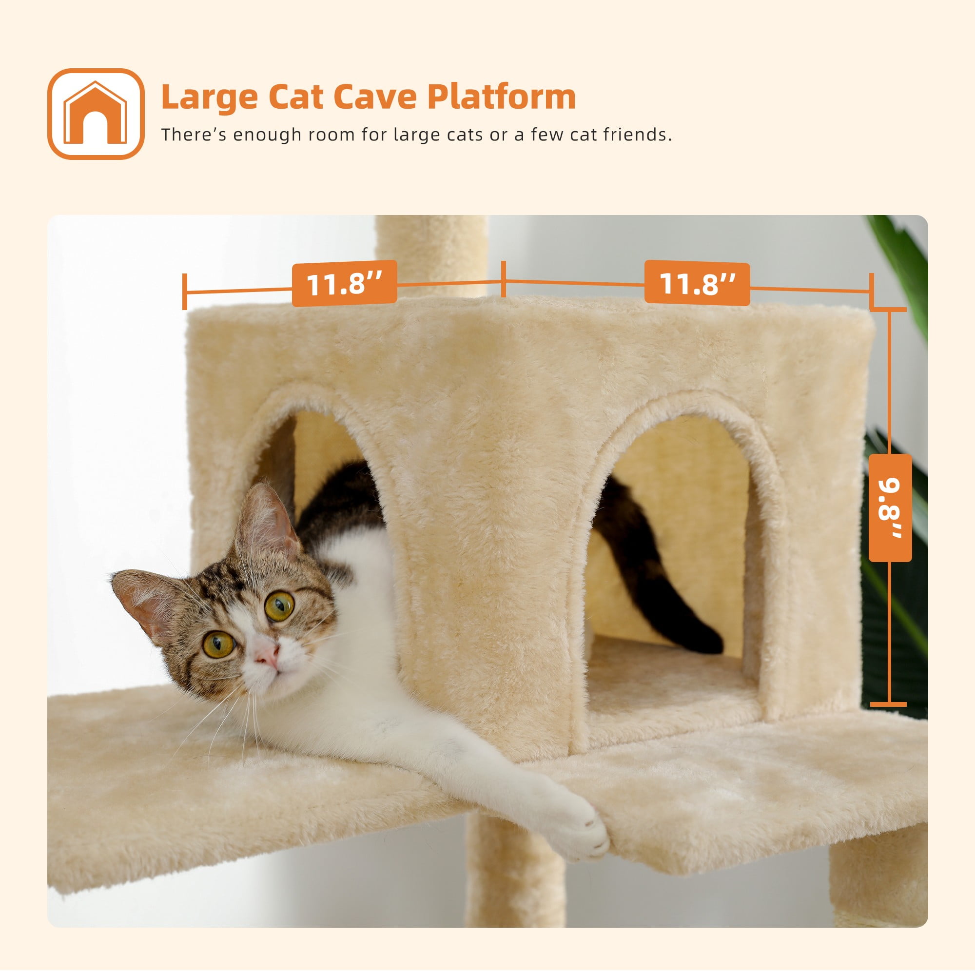 resenkos 56" Wood Cat Tree Tower for Large Cats, Cat Tree House for Indoor Cats with Cozy Cat Condo, Super Large Hammock and Plush Perches, Dark Gray