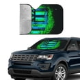 thumbnail image 4 of XMXY Car Sun Shade Windshield, American Flag Skull Green Print Automotive Front Window Sun Visor for Cars SUV Trucks, Medium Size, 4 of 8