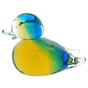 GlassOfVenice Murano Glass Duck - Amber Aqua