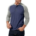 thumbnail image 3 of SUNSIOM Men's Spring Autumn Casual T-shirts Long Sleeve Round Neck Contrast Color Button Up Tops, 3 of 7